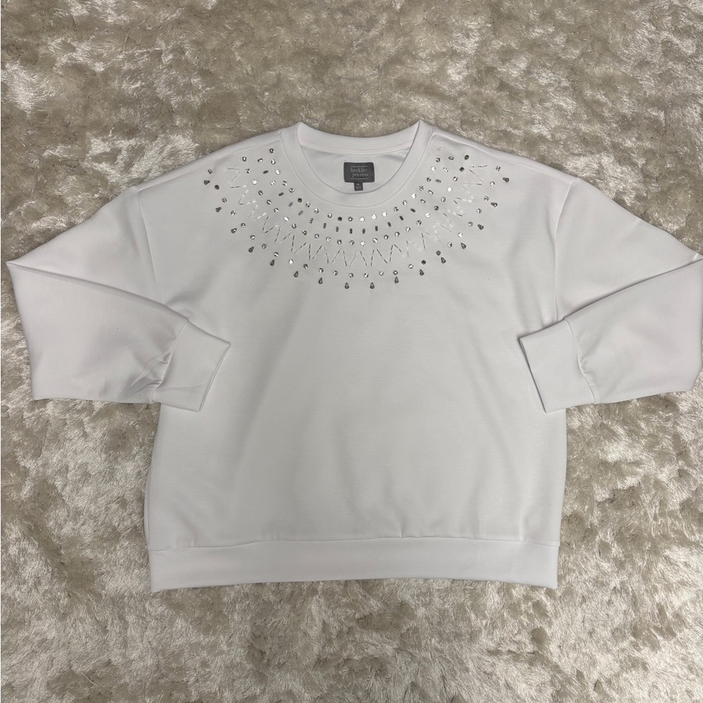 Rhinestone Embellished Drop Shoulder Sweatshirt -XL-Good condition